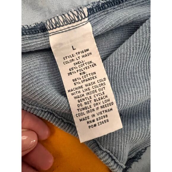 Cavalini Long Sleeve Pocket Collared Button-Up Shirt Blue Women's Size Large - Picture 5 of 7